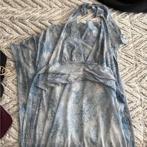 Y2K blue patterned maxi dress